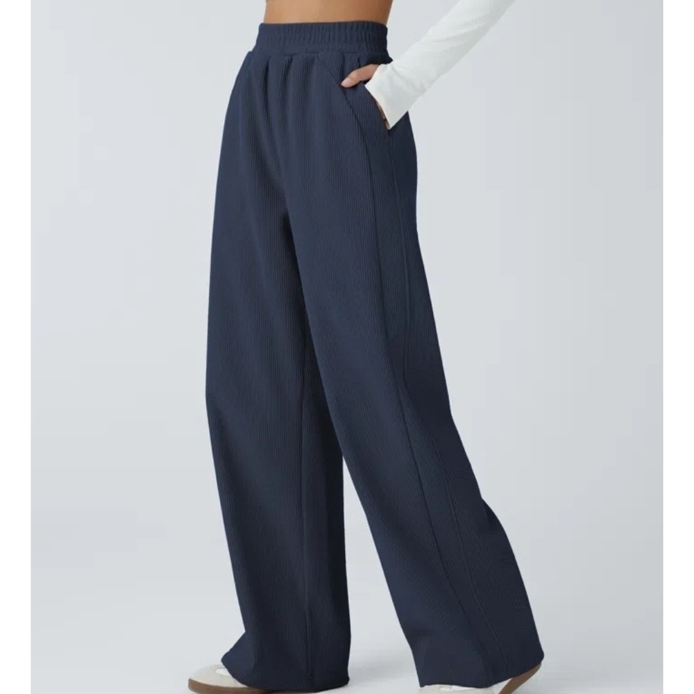 Halara Courdoroy Wide-Leg Navy Trousers - Picture 2 of 2